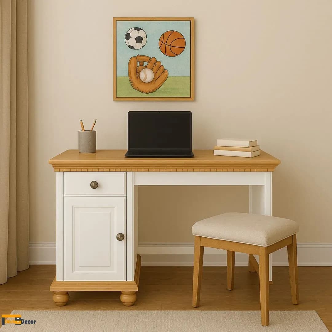 Birou Luxus lemn masiv Alb Stejar 120 x 65.5 x 80cm