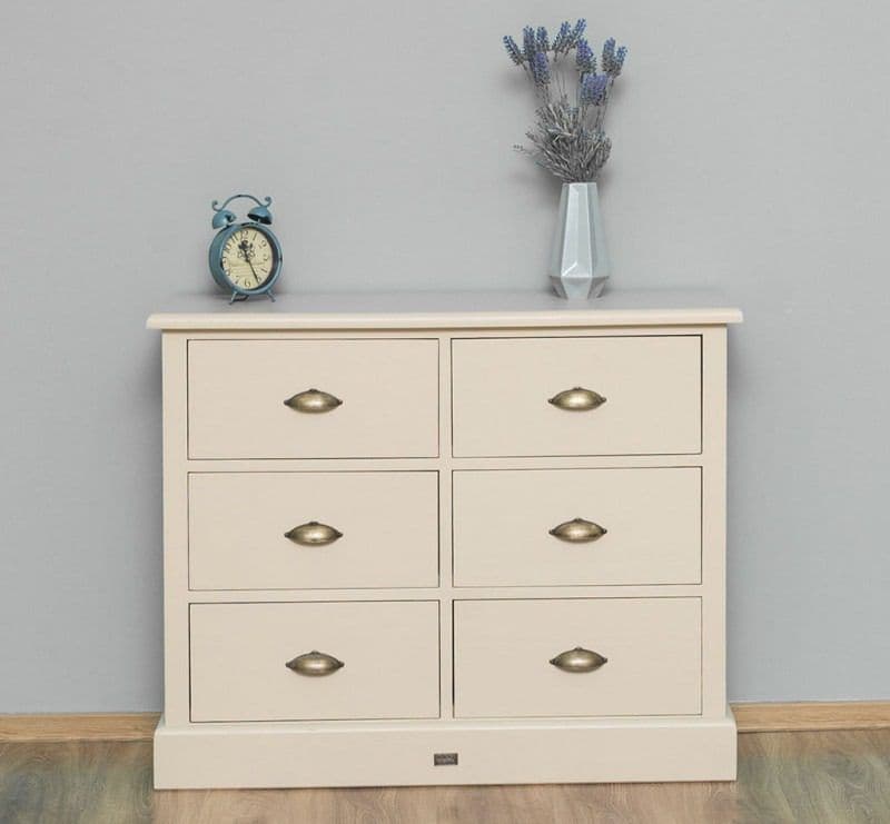 Comoda Noriel lemn masiv, 6 sertare, 100 x 35 x 80 cm