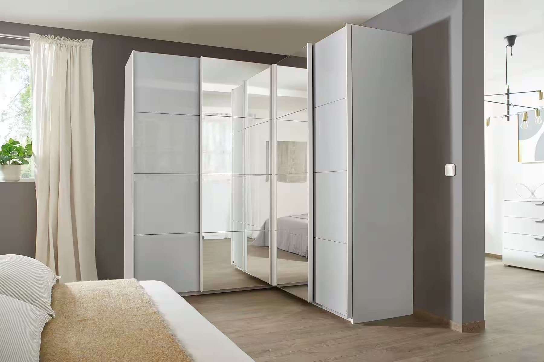 Vitrină din Lemn Masiv și MDF Romantic – 1 Ușă cu Sticlă, 2 Sertare Soft-Close, Crem