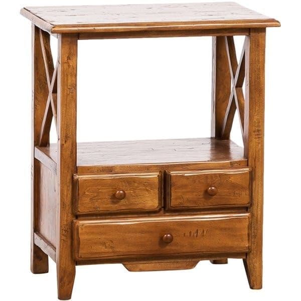Noptiera Toscana Artizan, nuc antik, lemn masiv tei, 56 x 36 x 66 cm