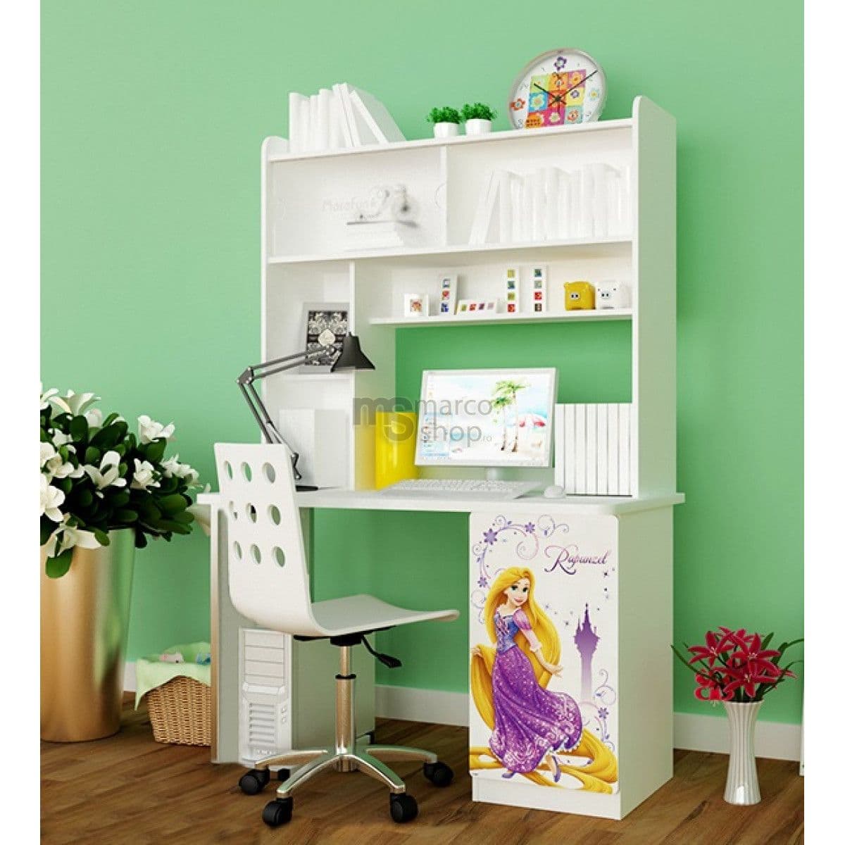 Birou de copii cu etajera Rapunzel