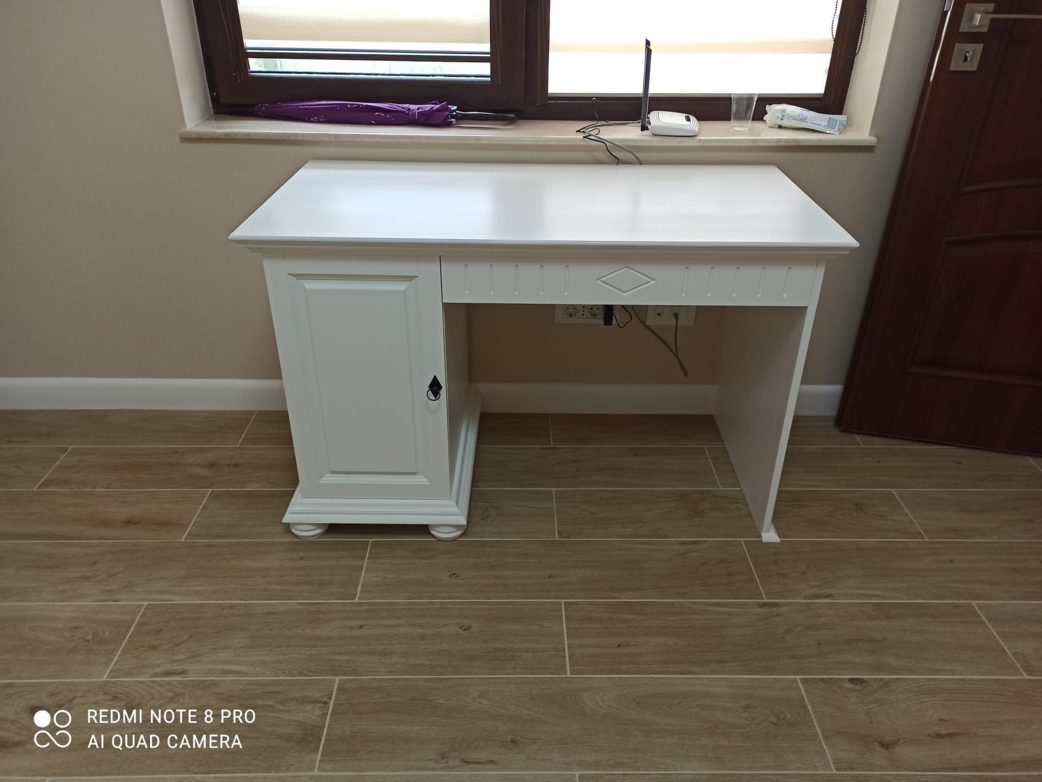 Birou Adele lemn masiv, Alb 120 x 60 x 75 cm
