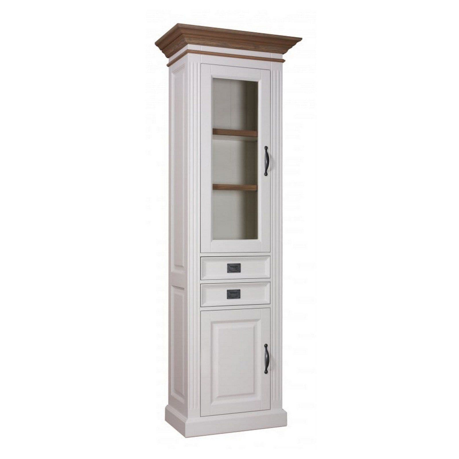 Vitrina soldat Lovely Oak 2 usi si 2 sertare, 70 x 39 x 210 cm