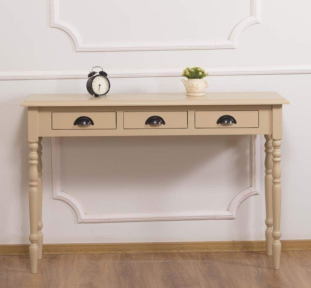 Consola cu 3 sertare lemn masiv, picioare strunjite, 120 x 35 x 79 cm (