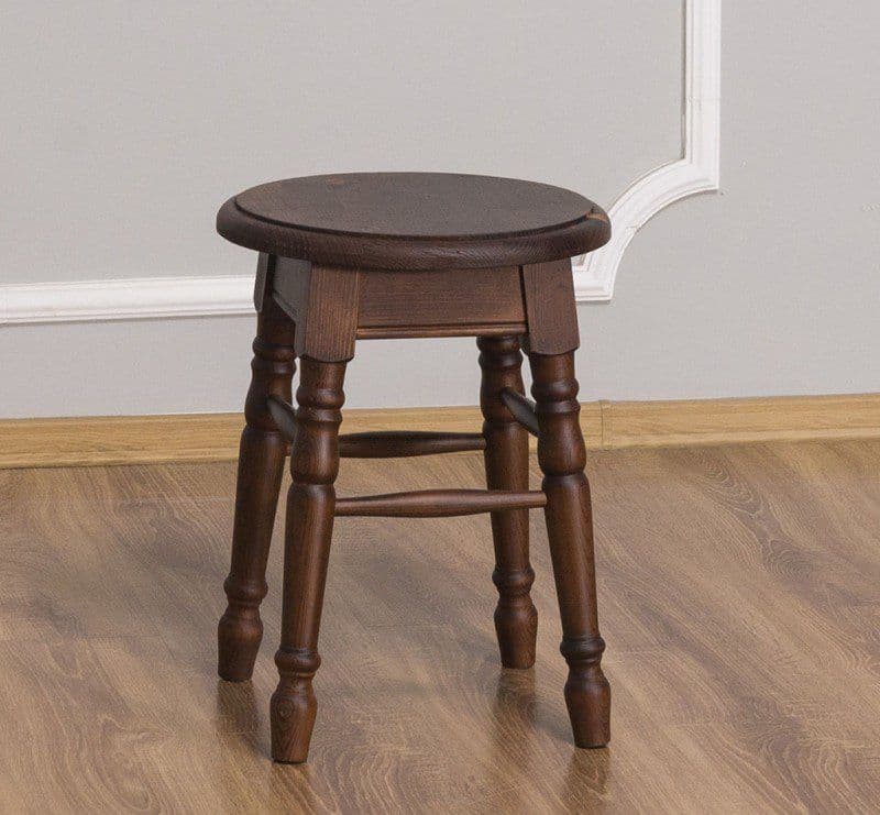 Scaun taburet rotund lemn masiv, 35 x 35 x 45 cm