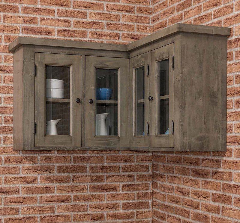 Mobilier de colt suspendabil lemn masiv, 98 x 98 x 65 cm