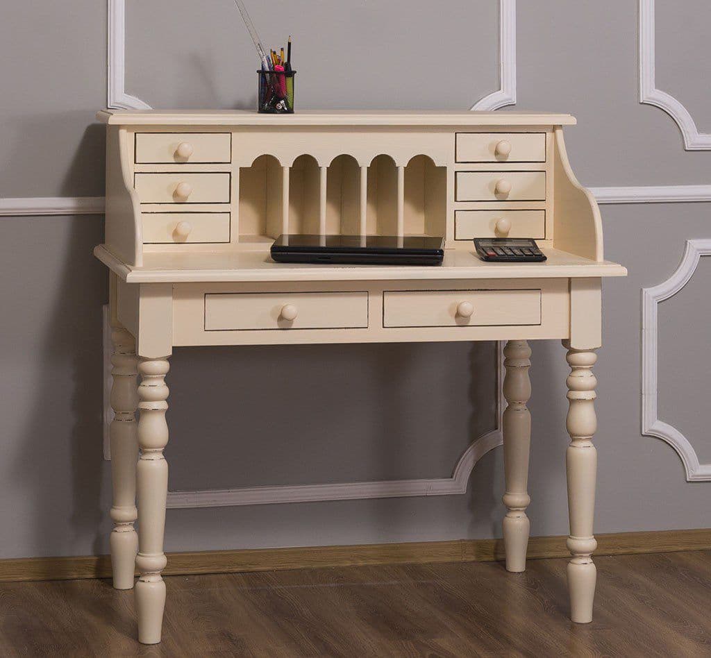 Birou din lemn masiv in stil retro, 8 sertare, 109 x 60 x 110 cm