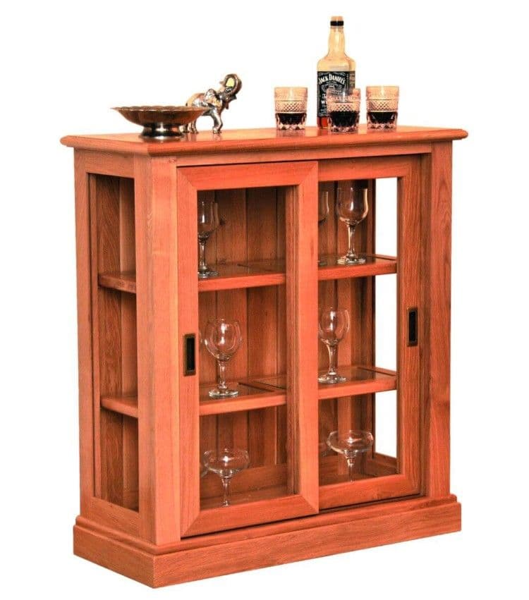 Vitrina Verona lemn masiv stejar, 2 uși culisante, polițe și părțile laterale sticlă 84 x 35.5 x 91.5 cm