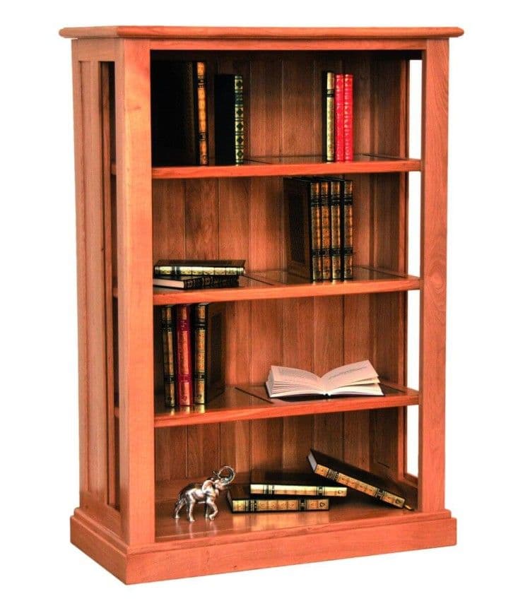 Biblioteca Verona lemn masiv stejar, 3 polite, polițe și părțile laterale sticlă 84 x 41.5 x 122 cm