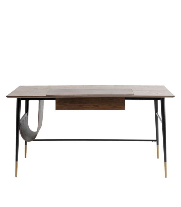 BIROU CU SERTAR MDF SI PIELE NATURALA BOTICELLI 153X71 CM MARO