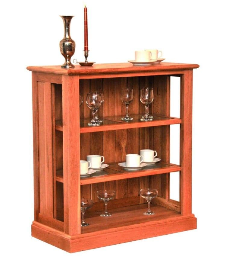 Biblioteca Verona lemn masiv stejar, 2 polite, polițe și părțile laterale sticlă 84 x 41.5 x 91.5 cm