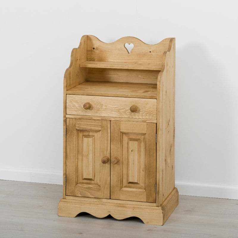 Comoda Rustic Flame cu 2 usi 1 sertar, Lemn masiv rustic, 64 x 42 x 103 cm