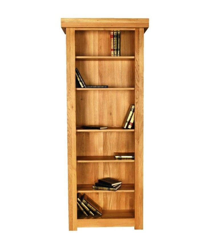 Biblioteca Abusson lemn masiv stejar, 5 polite reglabile, 110 x 32 x 194 cm