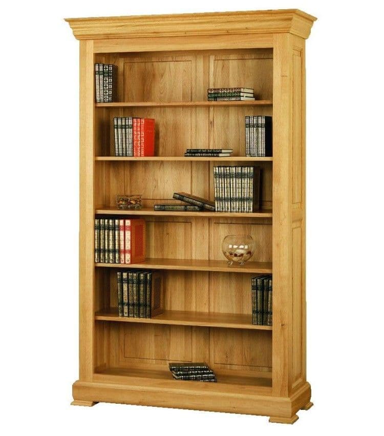 Biblioteca Manor lemn masiv stejar, cu 5 polite, 125.5 x 44 x 203 cm