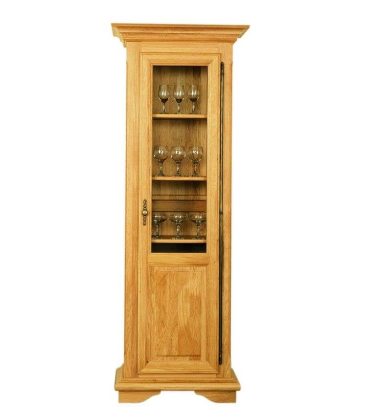 Vitrina ingusta Courtier lemn masiv stejar, 1 ușă, 72.5 x 46 x 199 cm