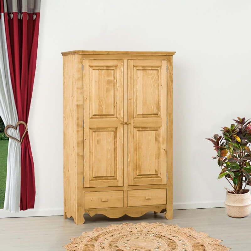 Dulap Dormitor Rustic lemn masiv, 2 usi si 2 sertare, 123 x 55 x 189 cm