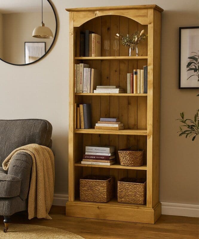 Biblioteca din lemn masiv cu 4 polite Inka Flaveur, 84 x 38 x 186 cm