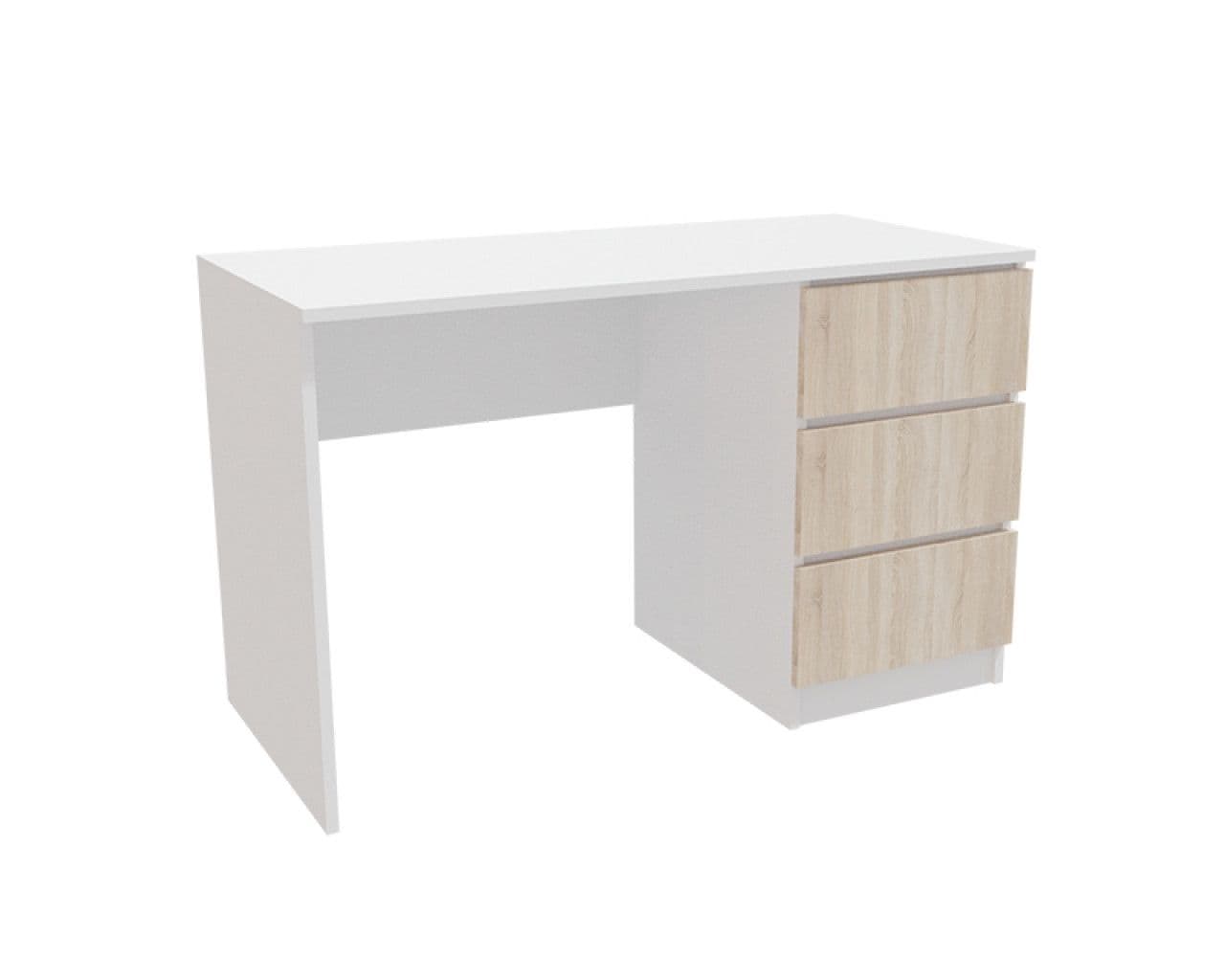 Birou Oscar alb / sonoma cu 3 sertare, 120x60x75cm