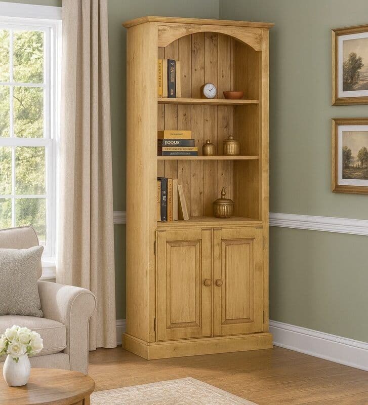 Biblioteca din lemn masiv Inka, 2 usi si 3 rafturi, 84 x 38 x 186 cm