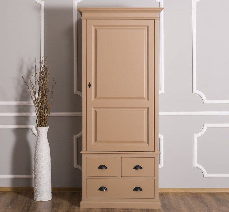 Dulap cu 1 usa si 3 sertare lemn masiv, 85 x 59 x 197 cm