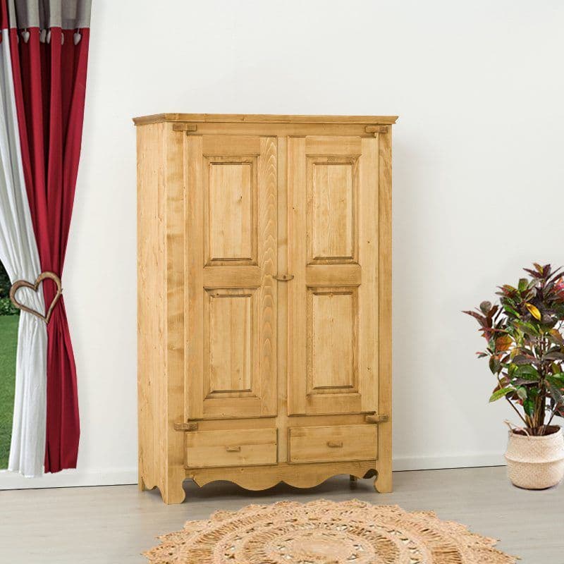 Dulap Rustic Flame cu 2 usi si balamale din lemn, 123 x 55 x 189 cm