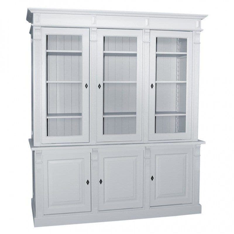 Biblioteca Cavaler cu vitrina tripla, lemn masiv, 183 x 51 x 228 cm