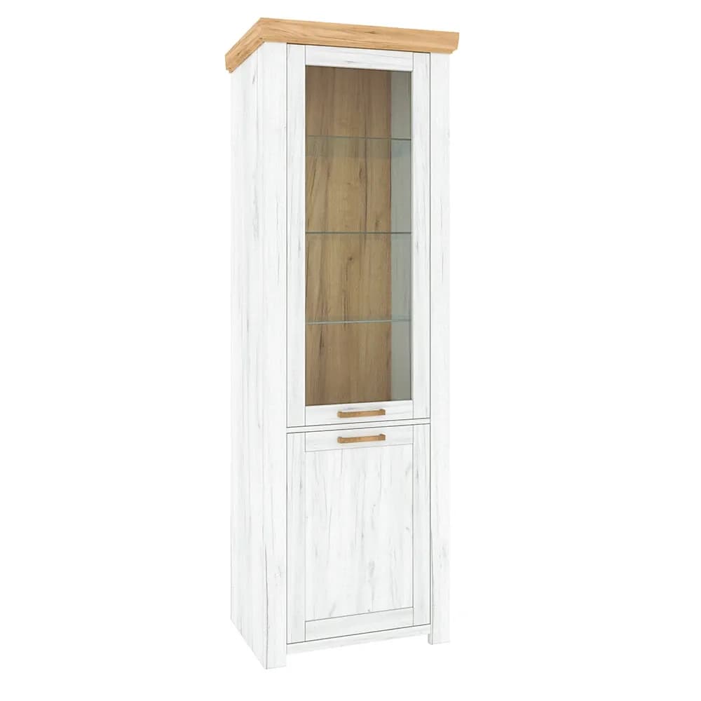 Vitrina A, stejar craft auriu / stejar craft alb, SUDBURY