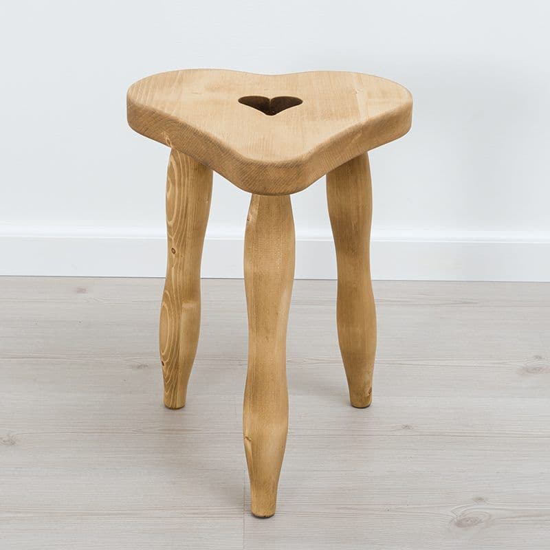 Scaun taburet Rustic Love, lemn masiv, 35 x 35 x 45 cm