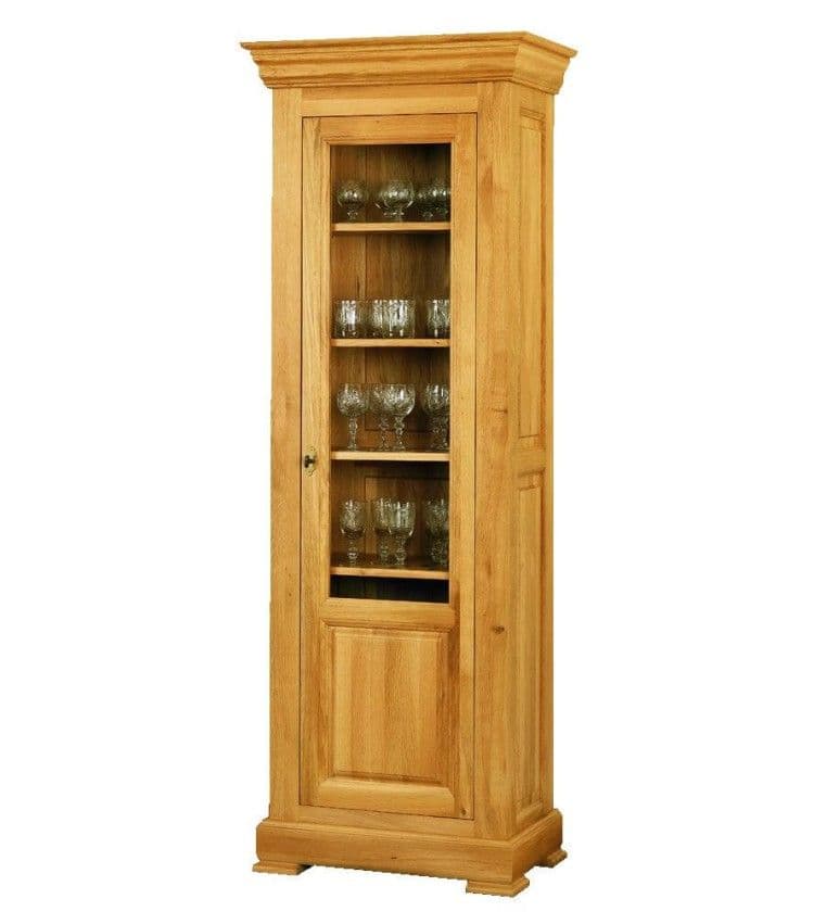 Vitrina ingusta Manor lemn masiv stejar, 1 ușă, 73.5 x 44 x 203 cm