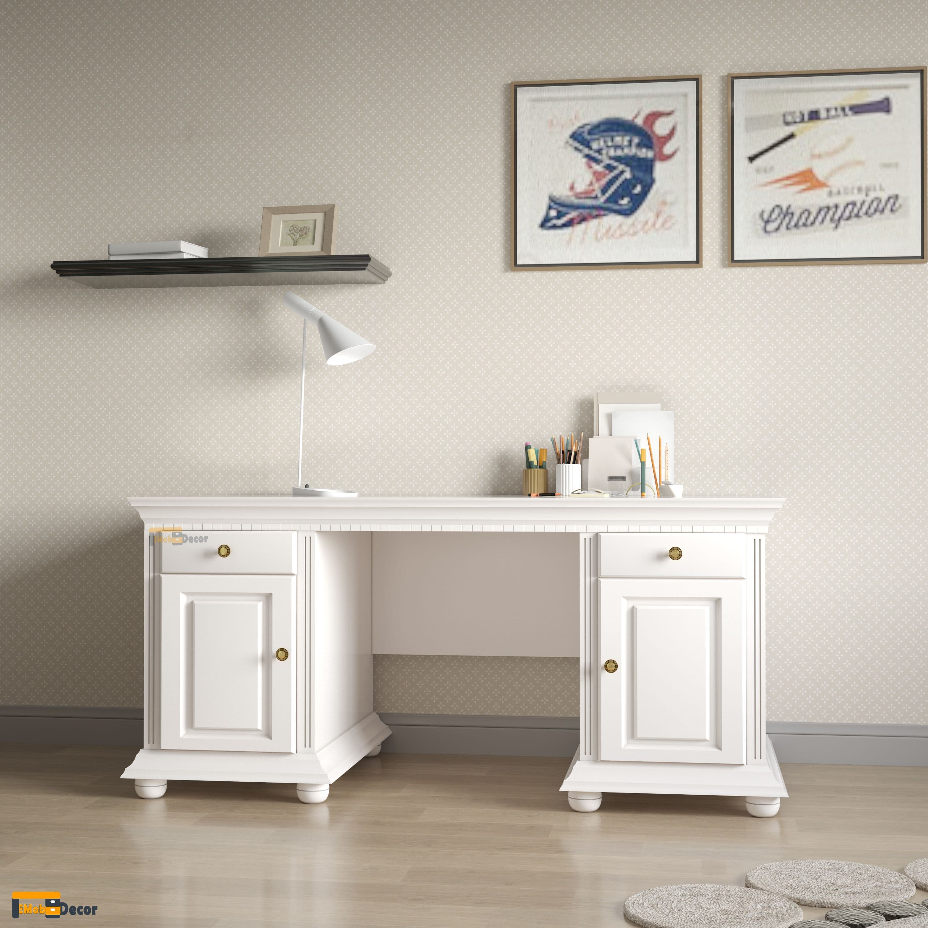 Birou lemn masiv Luxus Alb 160 x 75 x 78cm