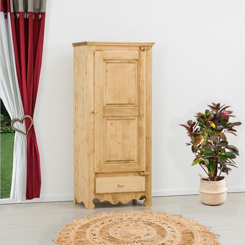 Dulap Rustic Flame cu 1 usa si 1 sertar, balama lemn, 83 x 55 x 185 cm