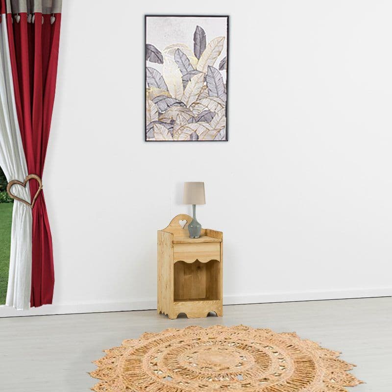 Noptiera Rustic Flame cu 1 sertar lemn masiv, 40 x 36 x 74 cm
