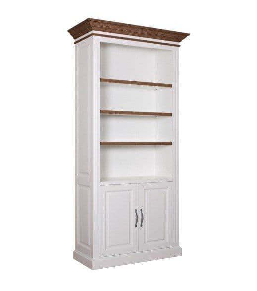 Biblioteca Lovely Oak cu 2 usi, lemn masiv si mdf, 110 x 48 x 220 cm