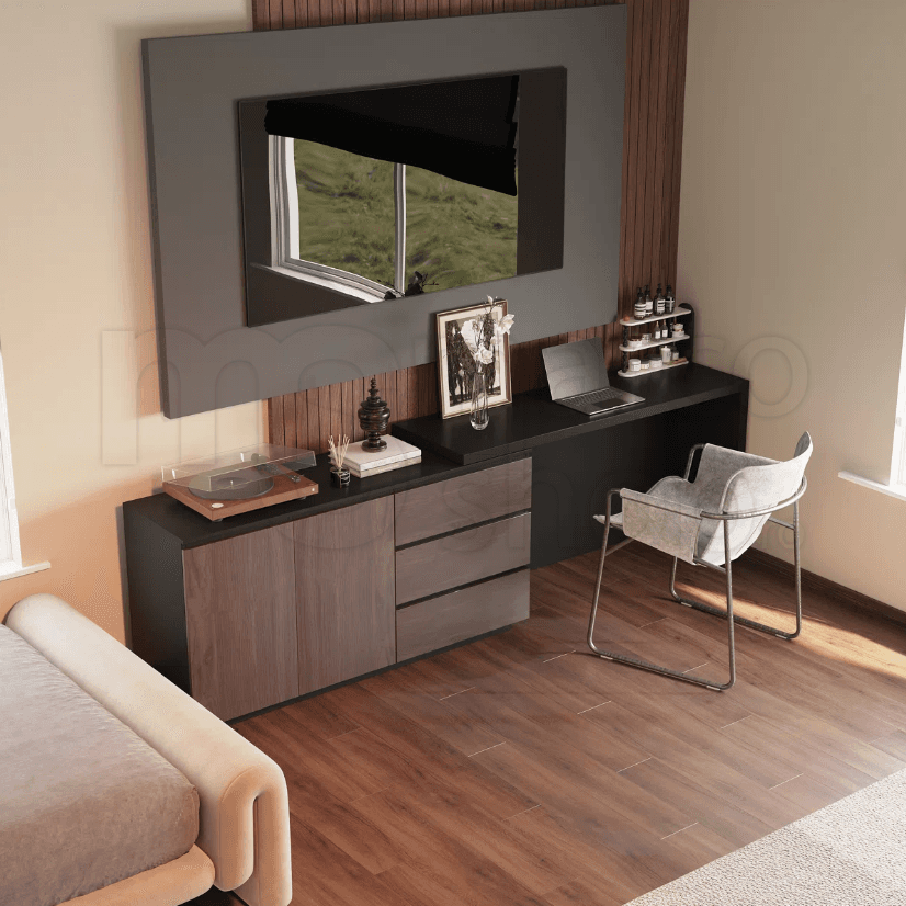 Birou modern M036, spatiu integrat de depozitare, design premium si finisaje elegante