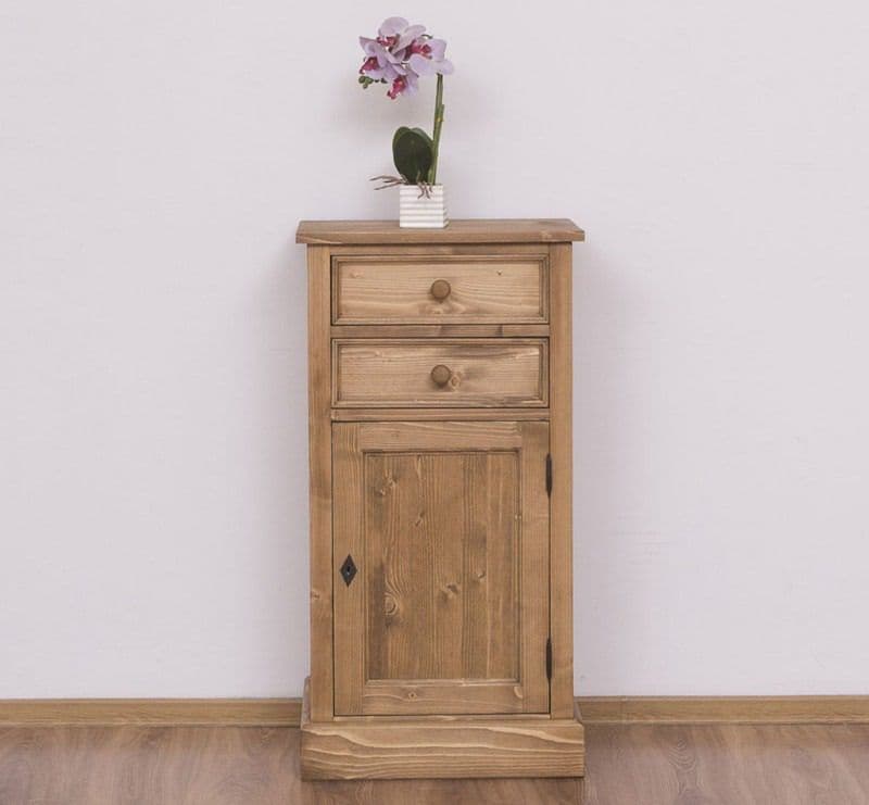 Comoda / Noptiera lemn masiv cu 2 sertare si 1 usa, 50 x 35 x 96 cm