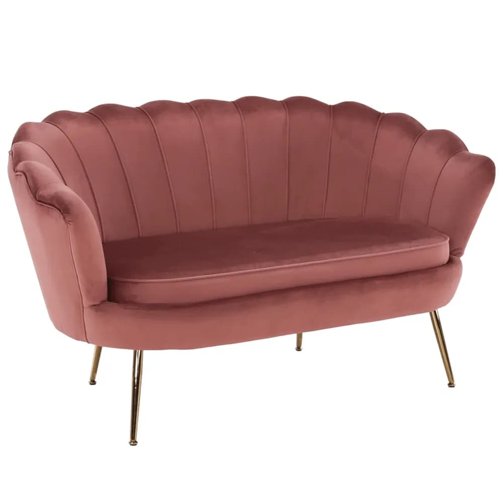 Banca in stil Art-deco, catifea Velvet roz/crom auriu, NOBLIN