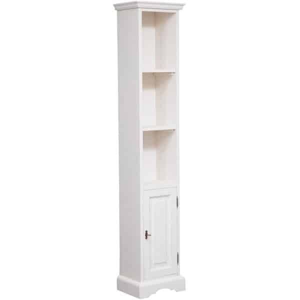 Biblioteca Dolce Toscana lemn masiv tei, alb unt antik, 40 x 30 x 196 cm