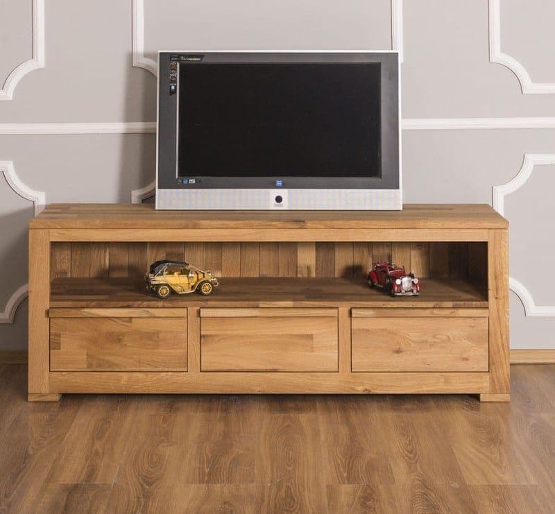 Comoda TV Stejar Masiv Wild, 3 sertare, 160 x 46 x 60 cm