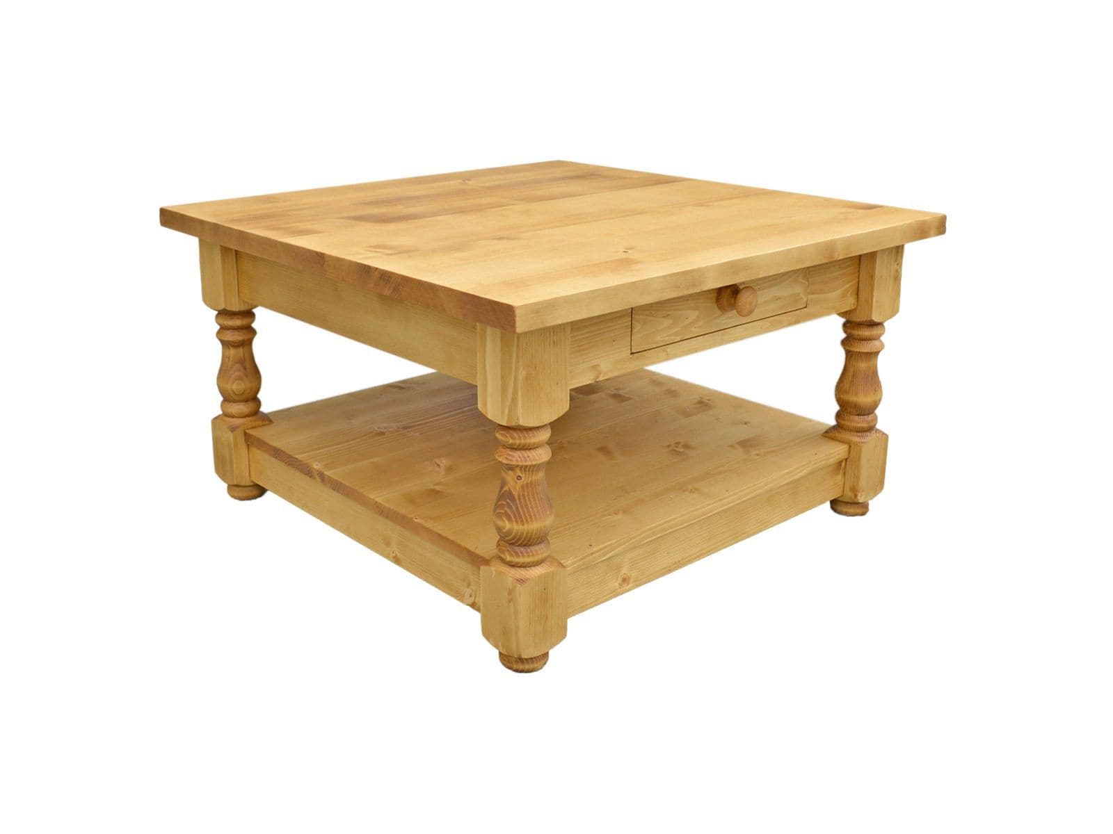 Masuta de cafea rustica cu 2 sertare, 80 x 80 x 45 cm