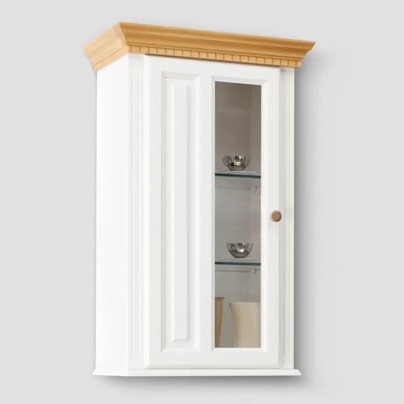 Vitrina Suspendata Teodora, lemn masiv, 59.8 x 38 x 98 cm, alb unt/miere