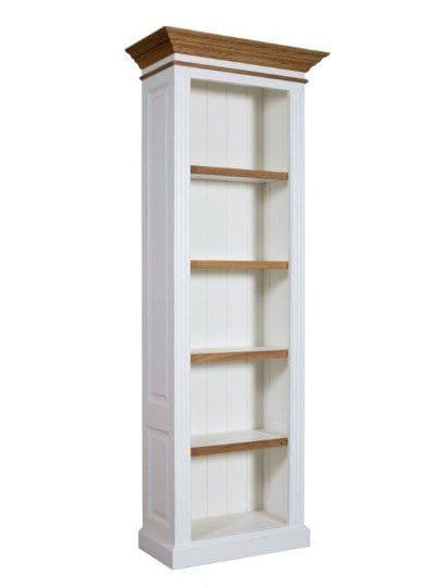Biblioteca ingusta Lovely Oak, lemn masiv si mdf, 76 x 38 x 205 cm