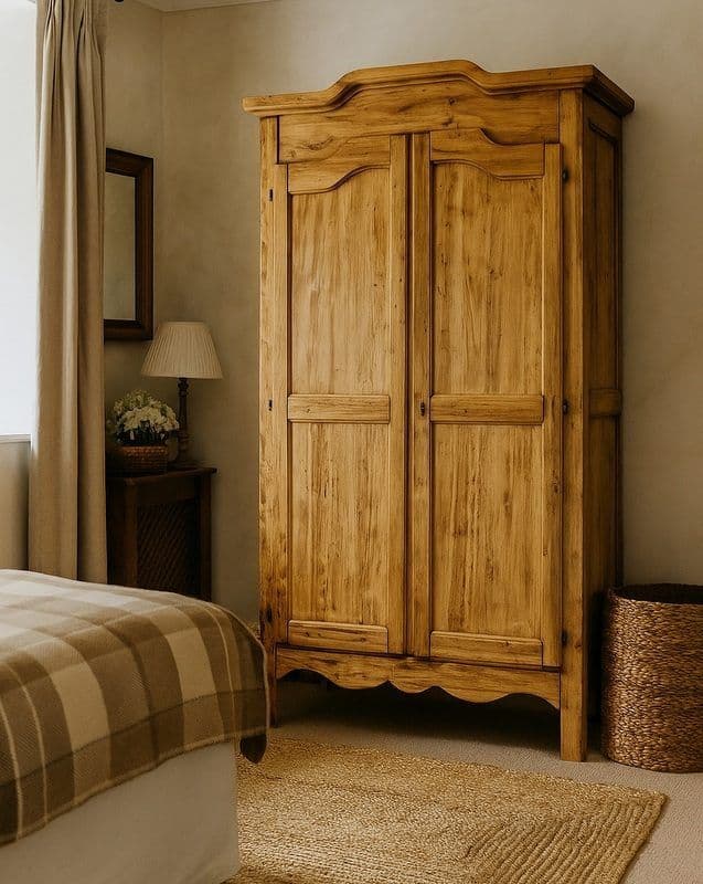 Dulap Toscana Artizan, natur antik, 2 usi, lemn masiv tei, 127 x 59 x 204 cm