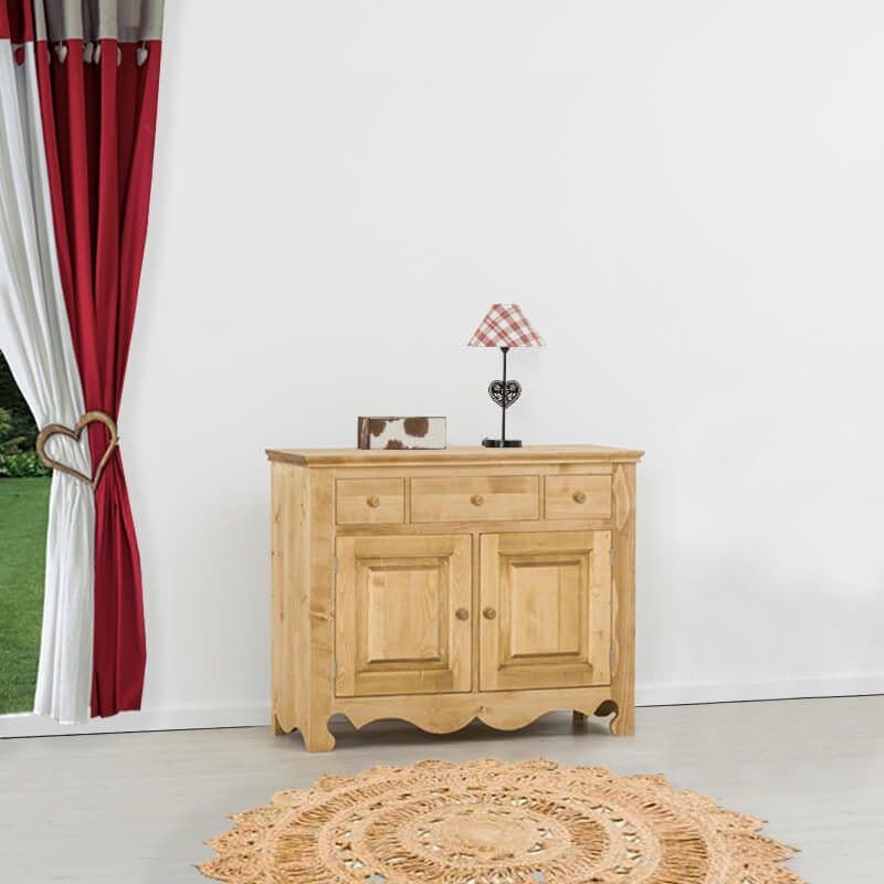 Comoda Rustic Flame lemn masiv, 2 usi si 3 sertare, 125 x 48 x 98 cm