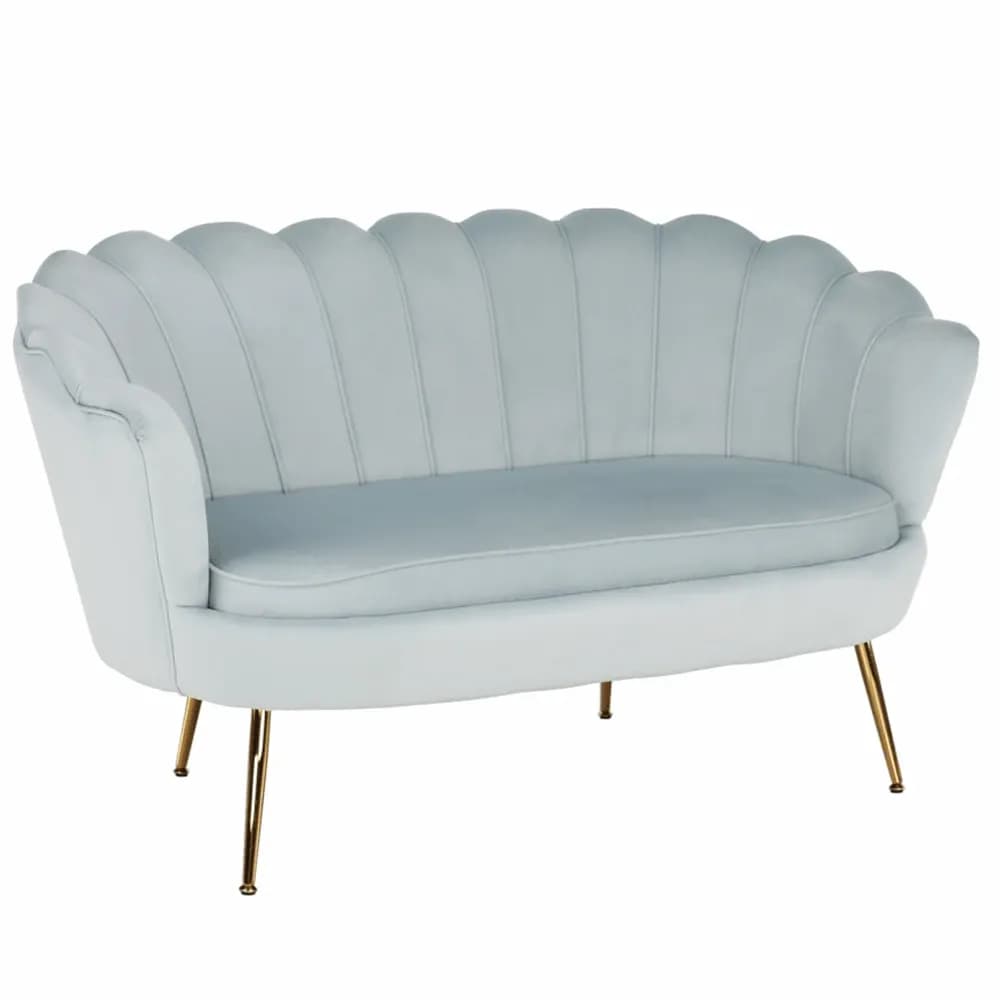 Banca in stil Art-deco, catifea Velvet gri-albastru/crom auriu, NOBLIN