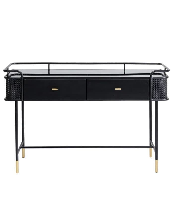 CONSOLA CU BLAT DE STICLA FENCE 120X40 CM NEAGRA