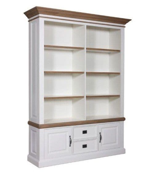 Biblioteca Lovely Oak 2 usi si 2 sertare, lemn masiv si mdf, 166 x 48 x 220 cm