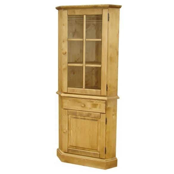 Vitrina de colt, lemn masiv, 78 x 50 x 185 cm