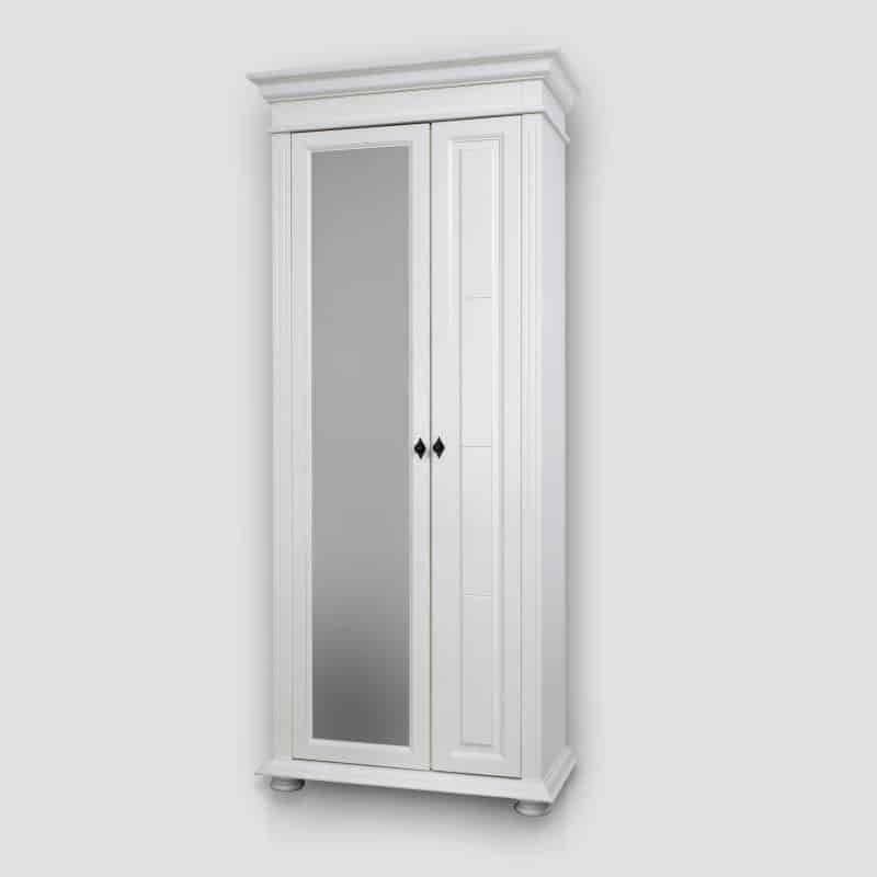 Dulap Hol Vienna cu 2 usi lemn masiv alb unt, 87 x 41 x 200 cm