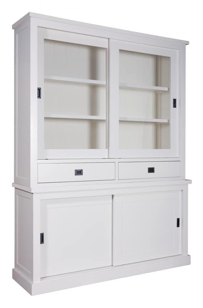 Bufet cu vitrina Lovely Kubic 2 x 2 usi culisante si 2 sertare