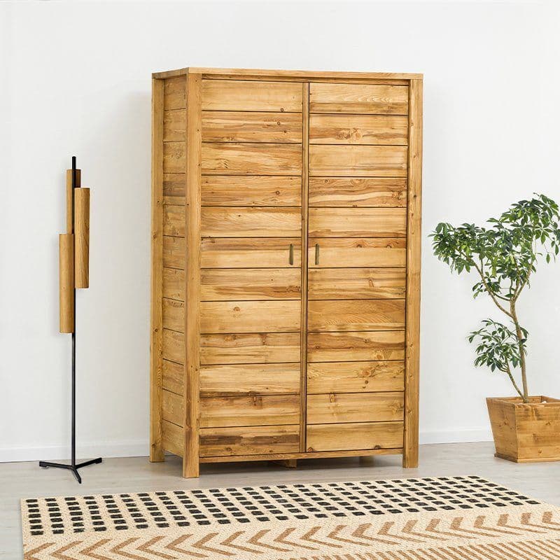 Dulap cu 2 usi si 3 sertare interioare Colibri, Lemn masiv rustic, 125 x 60 x 200 cm